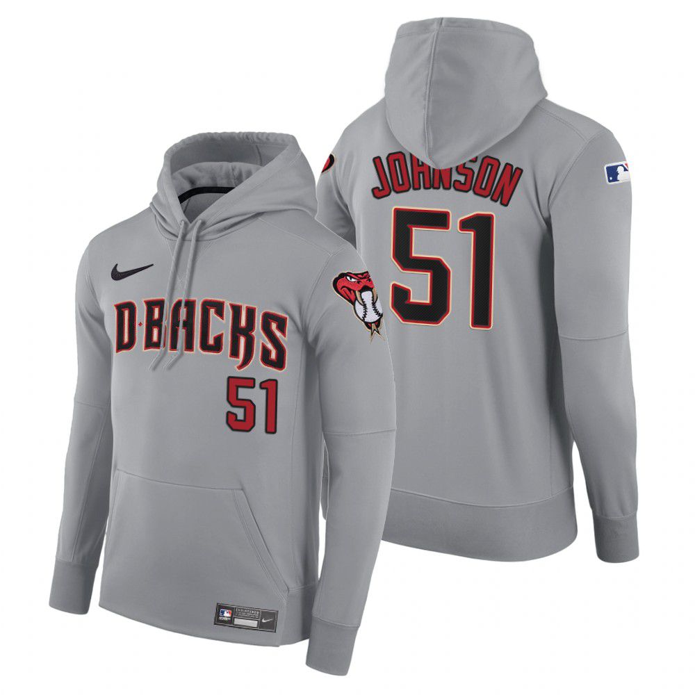 Men Arizona Diamondback #51 Johnson gray road hoodie 2021 MLB Nike Jerseys